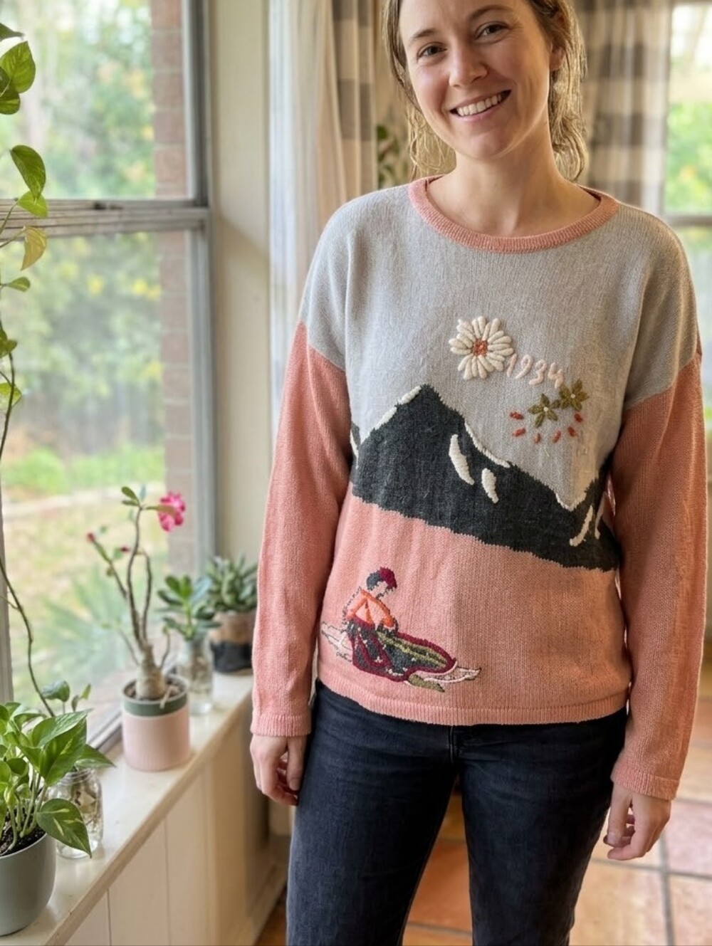 Wool Blend Knit Sweater.